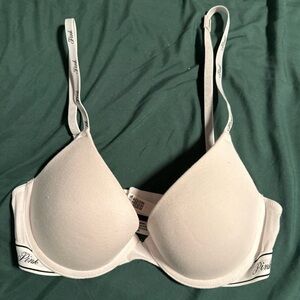 PINK Victoria's Secret White Logo Strap Bra